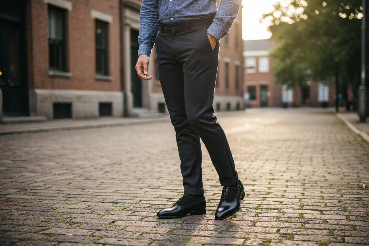 Men's Black Suede and Leather Formal Shoes