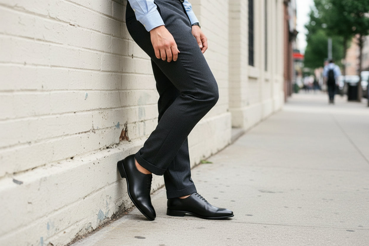 Handcrafted Men's Black Leather Oxford Shoes