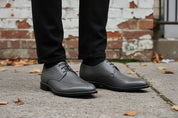 Men's Gray Leather Derby Dress Shoes