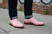 Handcrafted Pink Leather Oxford Men's Shoes