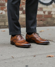Men's Tan Brown Wingtip Leather Dress Shoes