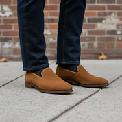 Handmade Mens Brown Suede Leather Penny Loafer Driving Shoes Moccasins