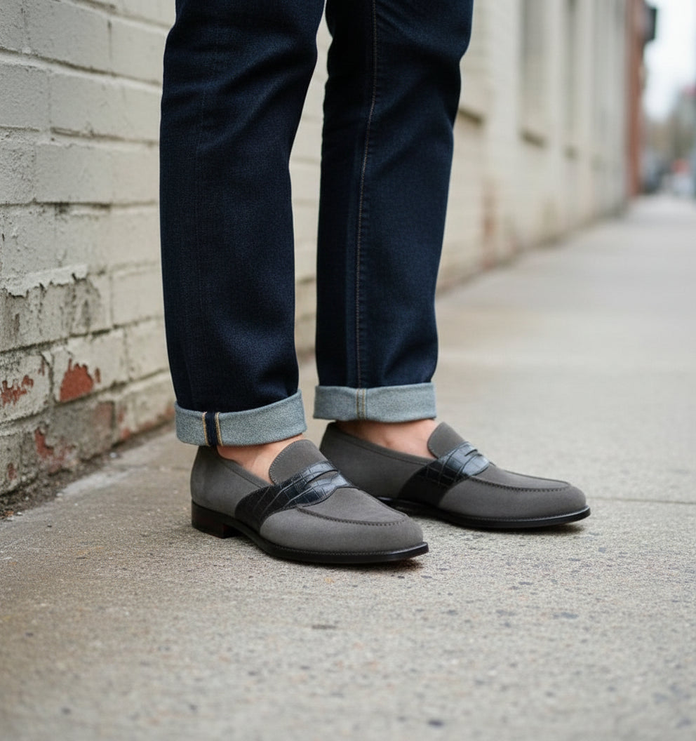 Handcrafted Two-tone Suede Moccasin Loafers for Men