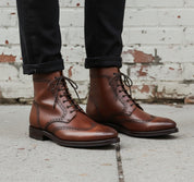 Men's High Ankle Wingtip Brogue Lace-up Dress Boots