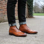 Handmade Men's Wing Tip Lace Up Ankle Dress Boots, Men Leather Ankle Boot