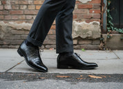 Handmade Men's Black Alligator Leather Dress Shoes