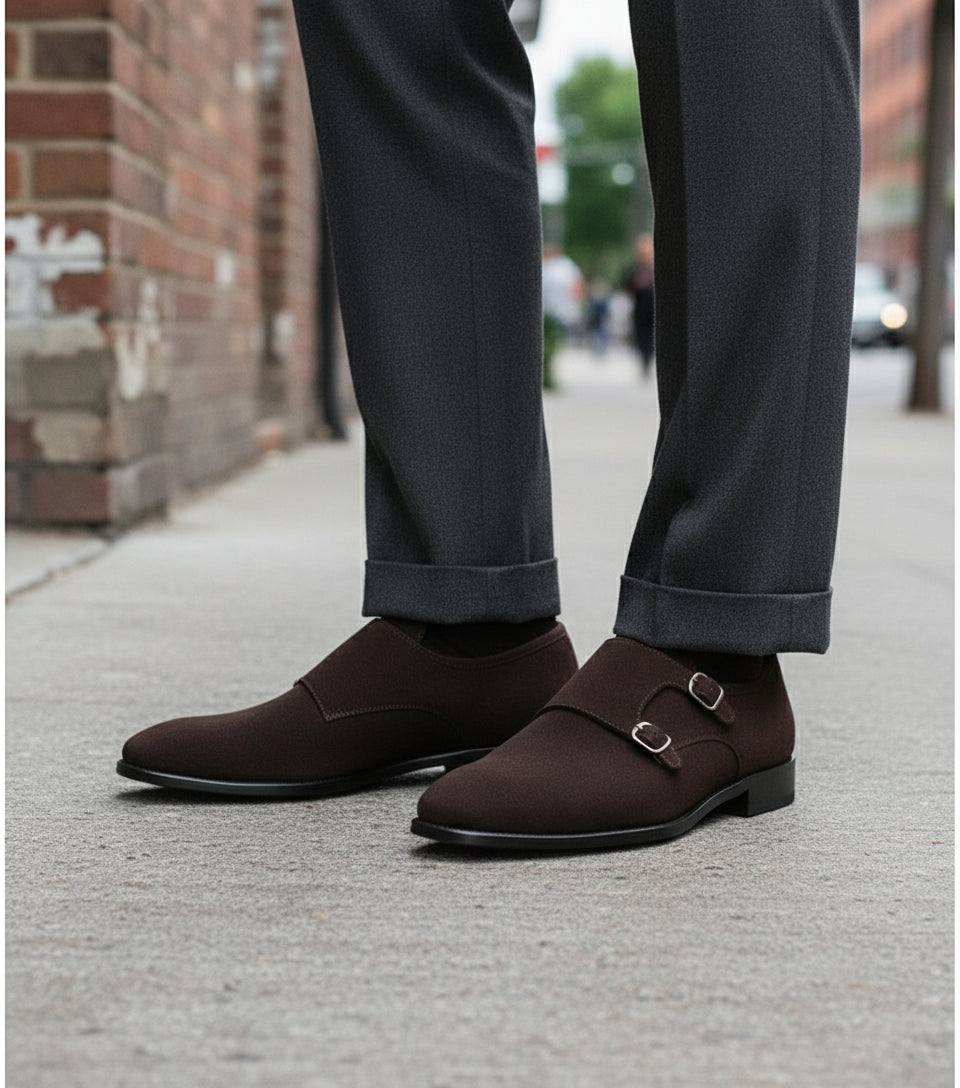 Men's Brown Suede Double Monk Dress Shoes – Rebels Market
