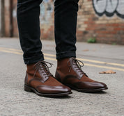 Handmade Ankle Boot ,Classic Brown Lace Up Full Grain Leather Mens Boots