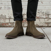 Men's Handmade Olive Green Suede Ankle Boots