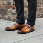 Handmade Men's Leather Monk Strap Shoes