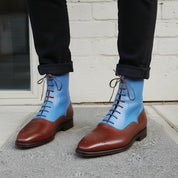 Handcrafted Men's Leather Two-Tone Lace-Up Ankle Boots