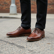 Men's Perforated Derby Dress Shoes in Full Grain Leather