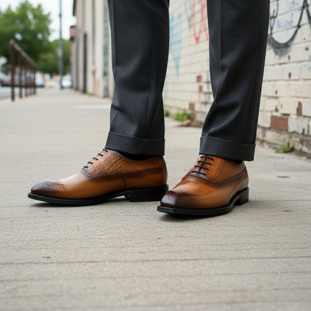 Men's Wingtip Formal Shoes - Handmade Full Grain Leather