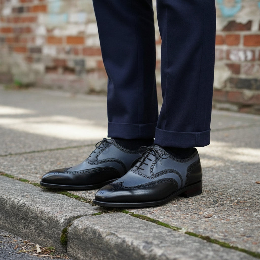 Men's Two-tone Wingtip Leather Dress Shoes