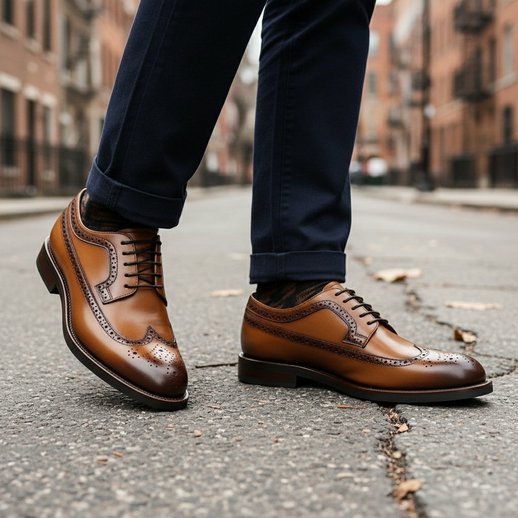 Handmade Men's Leather Wingtip Oxford Dress Shoes