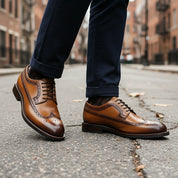 Handmade Men's Leather Wingtip Oxford Dress Shoes