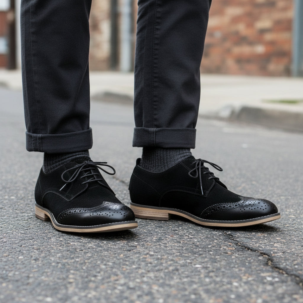 Men's Handmade Leather Wingtip Oxfords Shoes
