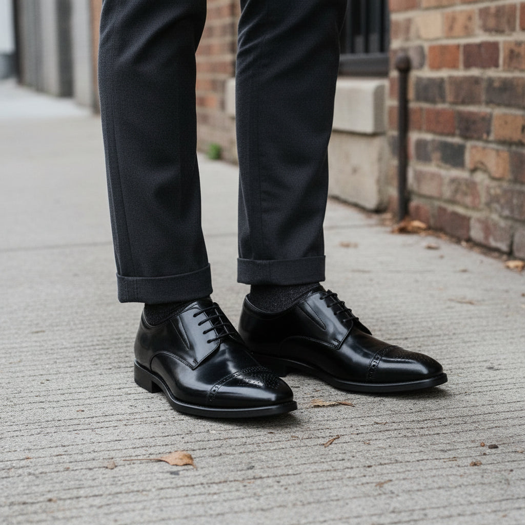 Men's Handmade Brogue Dress Shoes in Full Grain Leather