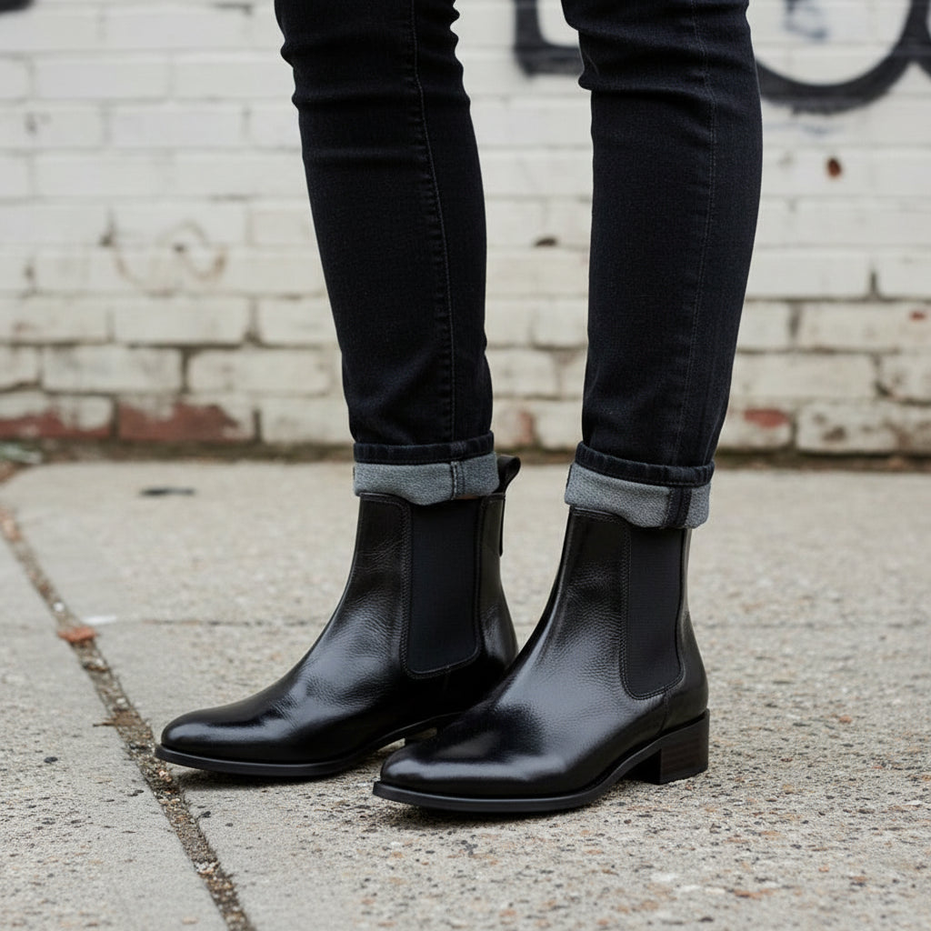 Women’s Handmade Black Leather Ankle Chelsea Boots