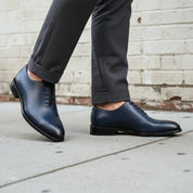 Men's Handmade Blue Whole Cut Oxford Leather Dress Shoes