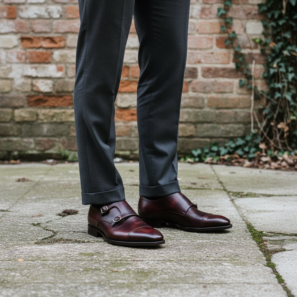 Handmade Brown Double Buckle Oxford Dress Shoes