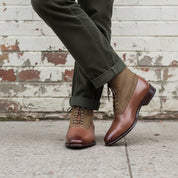 Men's Brown Tweed Fabric Lace-Up Dress Boots