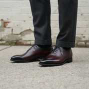 Handmade Men's Dark Burgundy Oxfords Dress Shoes, Burgundy Formal Shoes