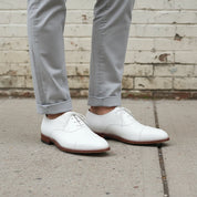 Handcrafted Men's White Leather Oxford Dress Shoes