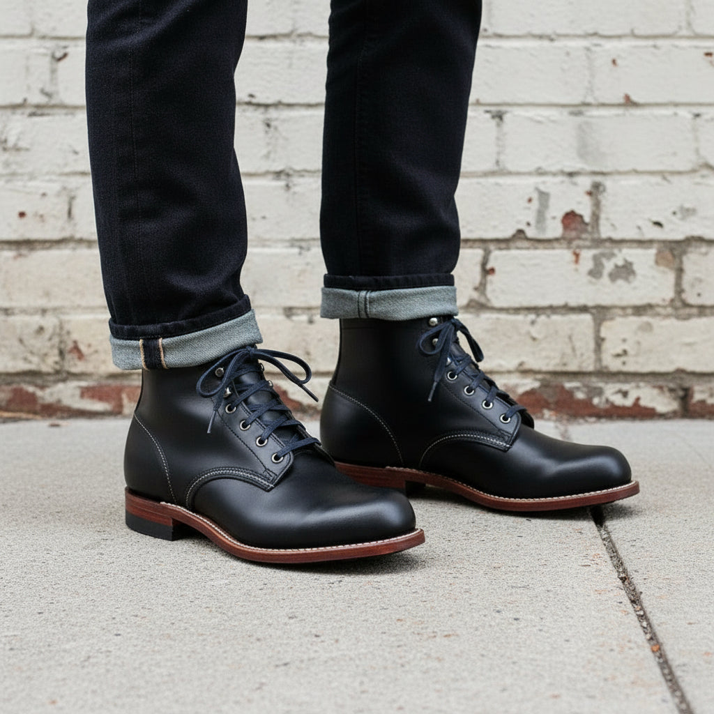 Handcrafted Men's Black Leather Ankle Boots