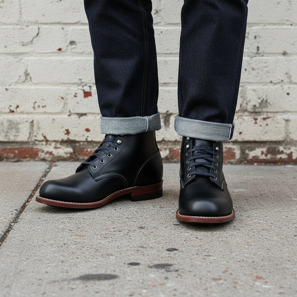 Handcrafted Men's Black Leather Ankle Boots
