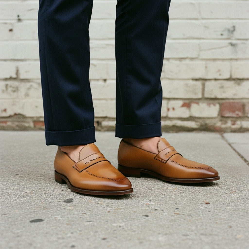 Handmade Men Tan Brown Leather Shoes, Leather Moccasins Loafer