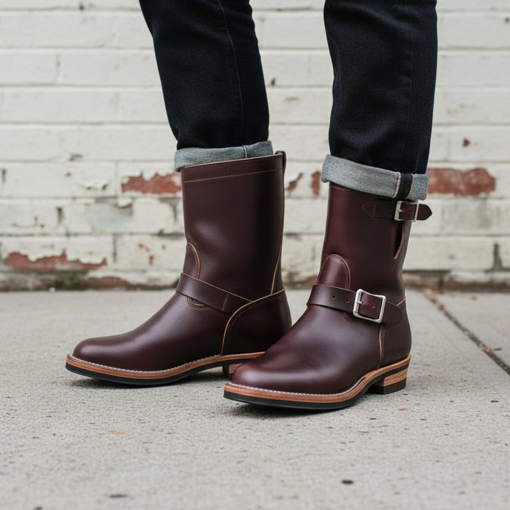 Men's Brown Full-Grain Leather Rider Boots