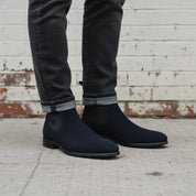 Handcrafted Men's Blue Suede Chelsea Boot