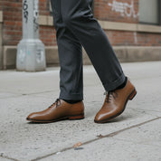 Men's Brown Cap-Toe Pebbled Leather Oxfords — Mistley