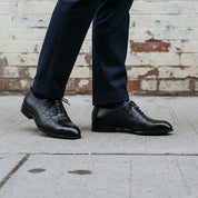 Handcrafted Men's Black Alligator Leather Oxford Shoes
