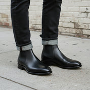 Men's Black Full-Grain Leather Chelsea Boots