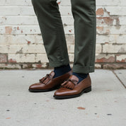 Men's Brown Fringe Leather Tassel Loafers