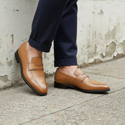 Handcrafted Men's Tan Leather Moccasins