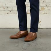 Handcrafted Men's Brown Leather Moccasin Loafers