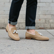 Handmade Men's Tan Suede Leather Loafers