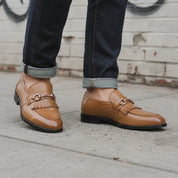 Men's Tan Fringe Leather Bit Loafers — Wesley