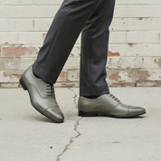 Men's Olive Gray Cap-Toe Leather Oxfords — Abberline