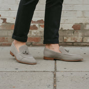 Light Gray Suede Tassel Loafers — Dover