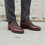 Men's Burgundy and Cognac Wingtip Leather Spectator Oxfords — Stephenson