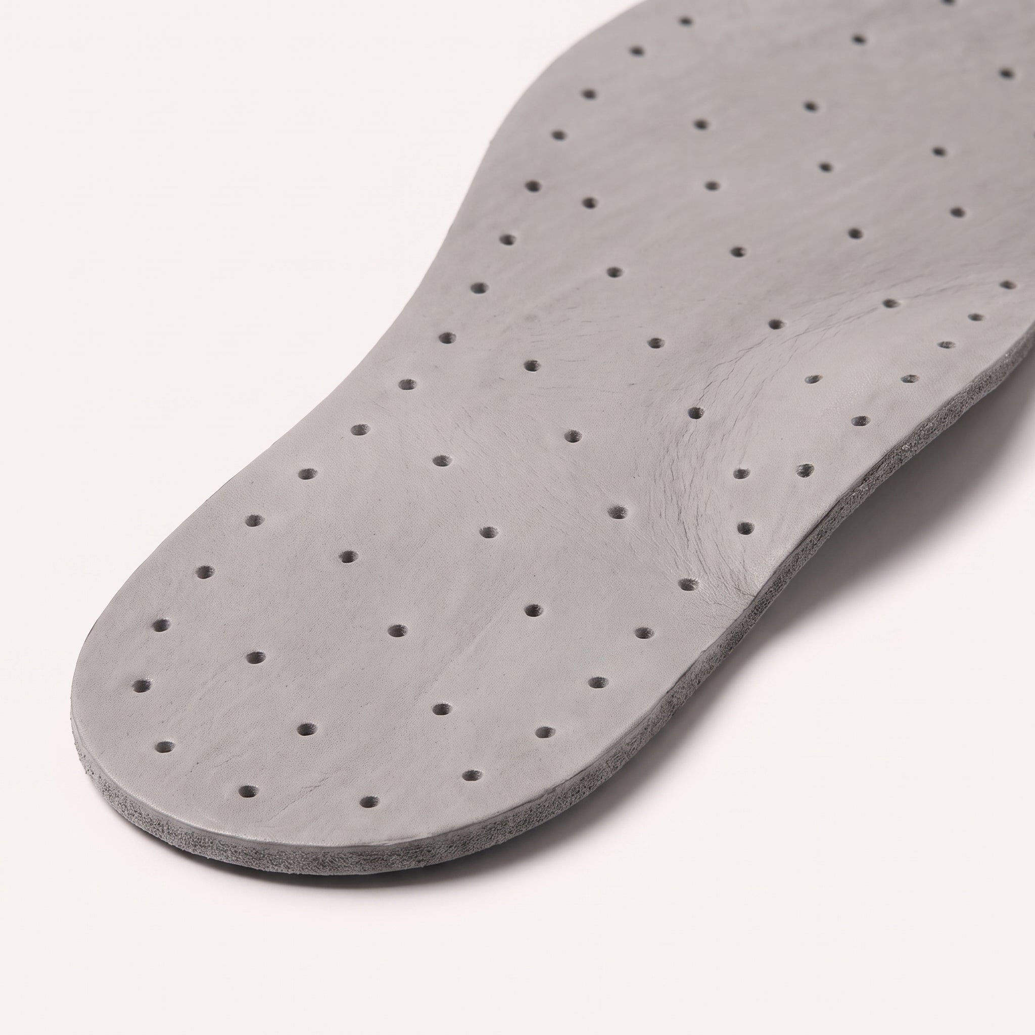 Light Gray Diamond-Punched Full-Grain Leather Insoles — Finham