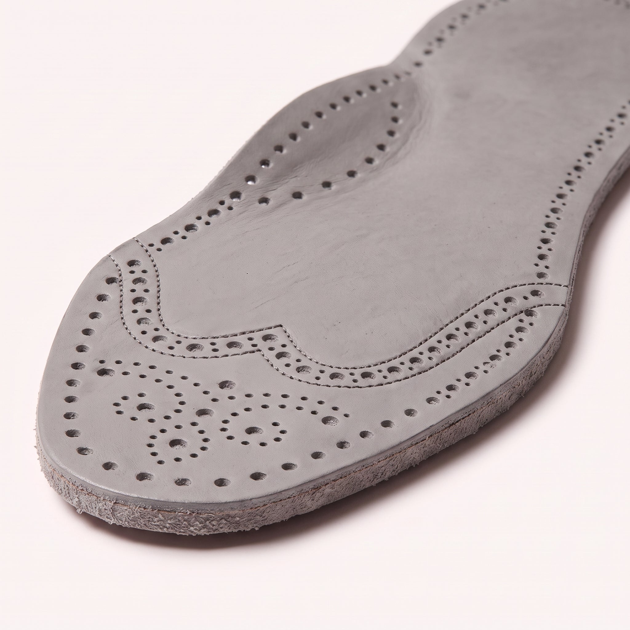 Light Gray Wingtip Brogue Full-Grain Leather Insoles — Bassett