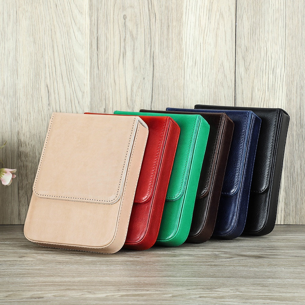 Luxury Handmade Genuine Leather Pen Pouch - 6 Slots for Office & School Use