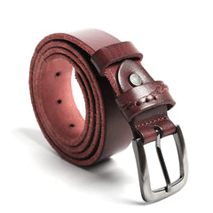 Men's Burgundy Leather Belt — Beaton