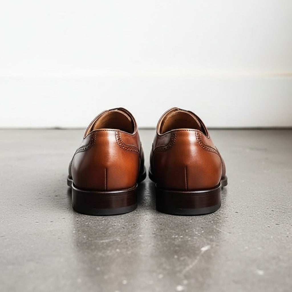 Made to order Tan brown Oxford dress shoes Men genuine leather formal shoes - back-view