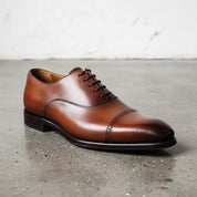 Made to order Tan brown Oxford dress shoes Men genuine leather formal shoes - detail-view-showing-texture
